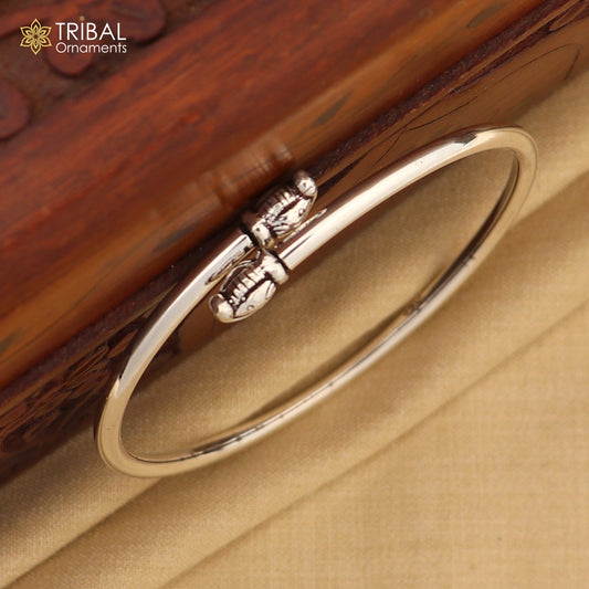 925 sterling silver plain shiny design customized elephant face bangle bracelet kada, best stylish brides bangle belly dance jewelry nsk523