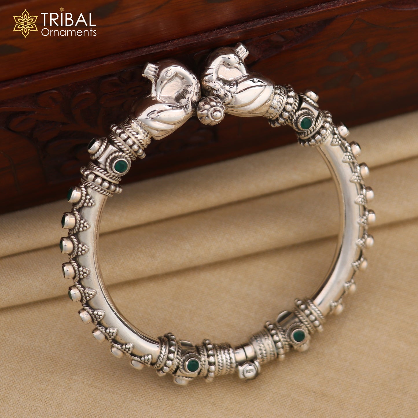 Vintage design handcrafted unique work 925 sterling silver peacock bangle bracelet kada unique screw locking best gifting jewelry nsk465