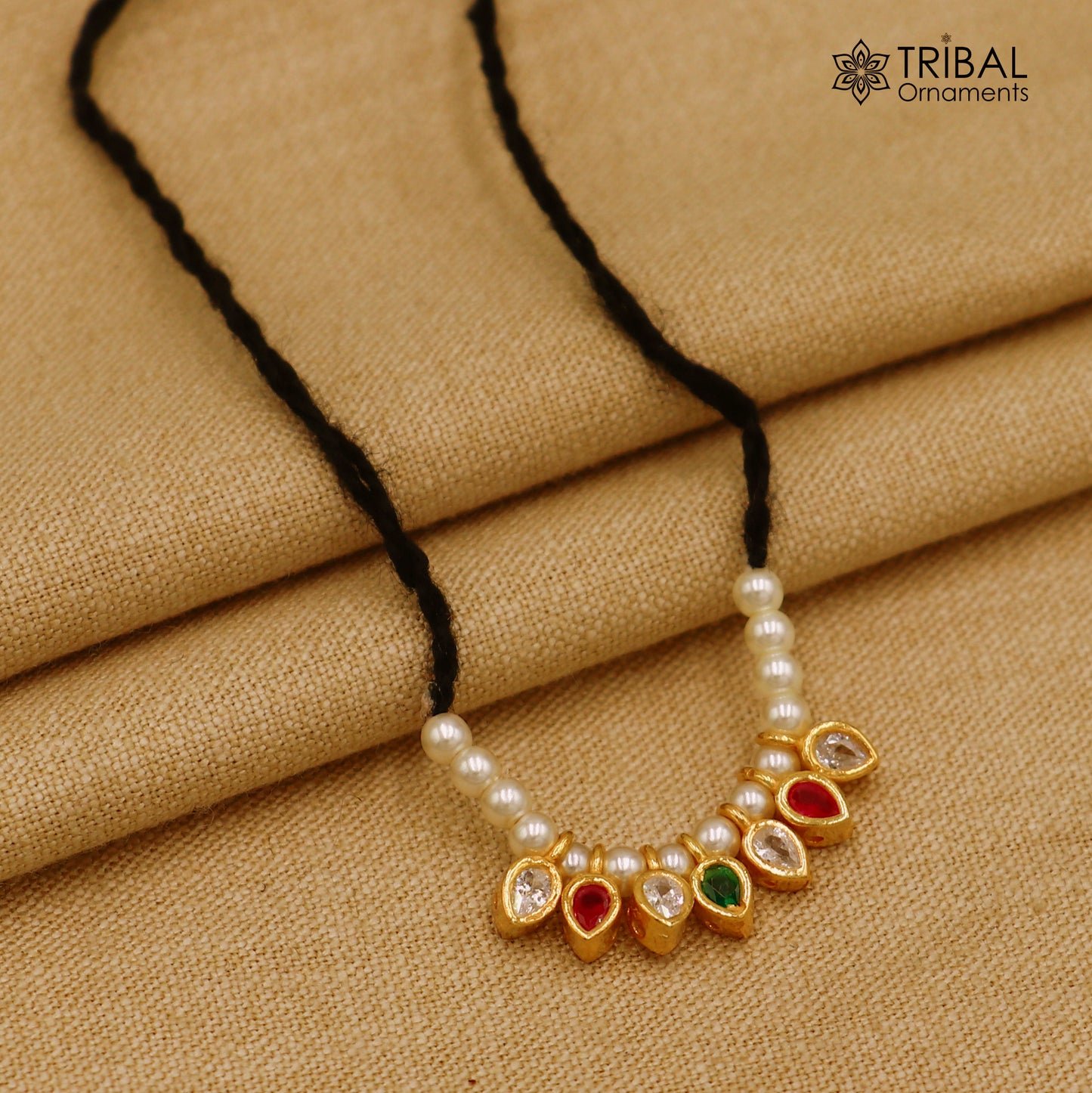 925 sterling silver pearl style multi color stone necklace for idols or god statues gold polished jewelry set782