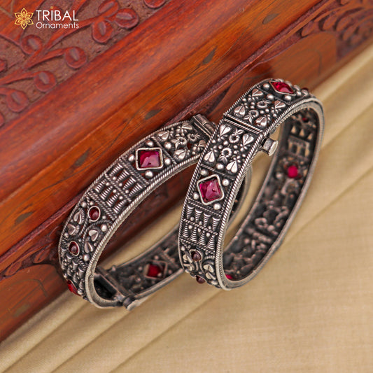 925 sterling silver traditional vintage design bangle bracelet kada stunning tribal brides jewelry  ba107