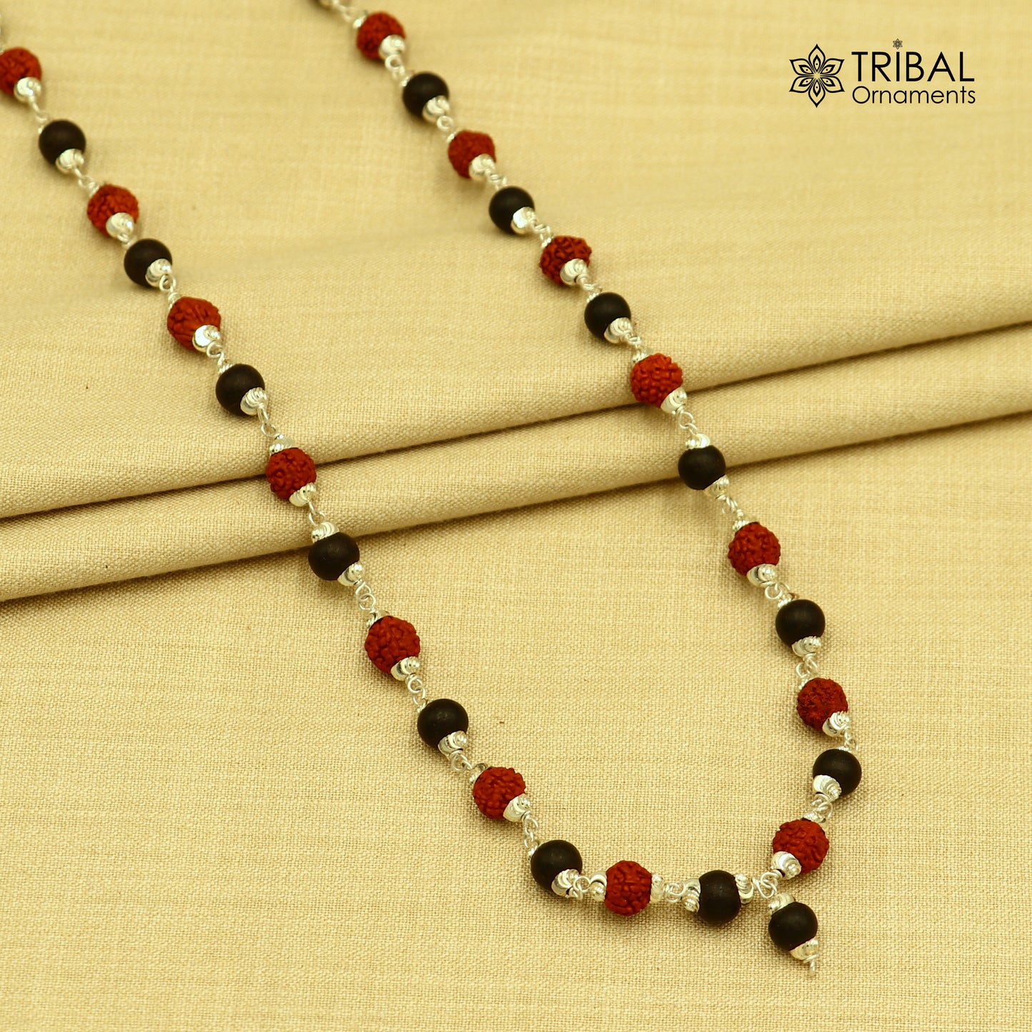 54 / 108 beads Karungali and Rudraksha beads navkar jaap mala 925 solid silver chainting necklace ch612