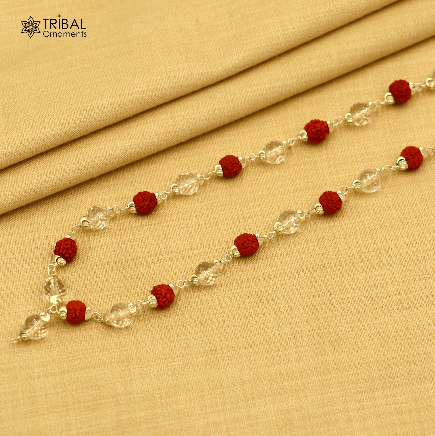 54 /108 beads Rudraksh and spathic beads navkar jaap mala 925 solid silver chainting necklace ch614