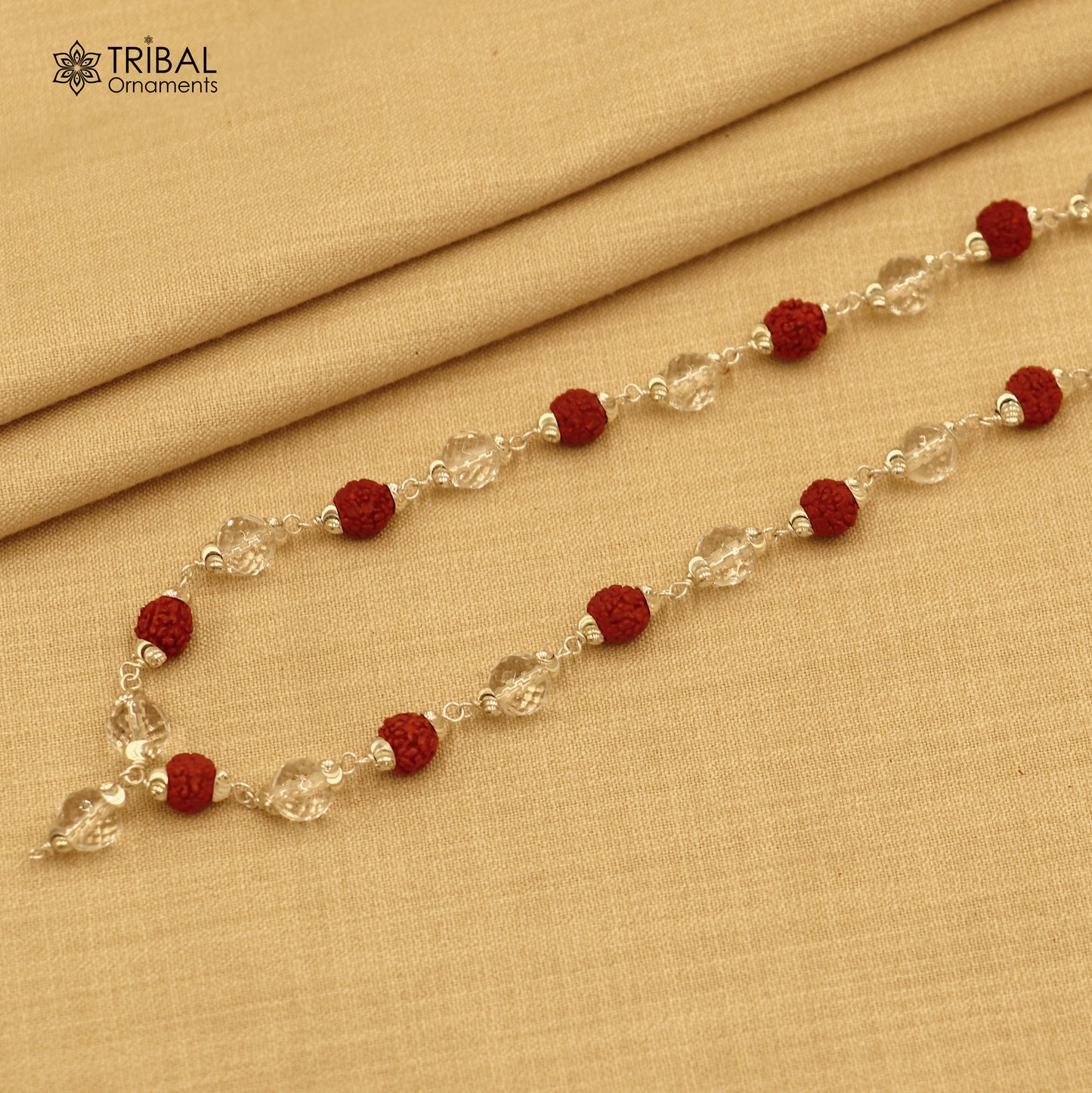 54 / 108 beads Rudraksha and  Sphatik beads navkar jaap mala 925 solid silver chanting necklace ch614
