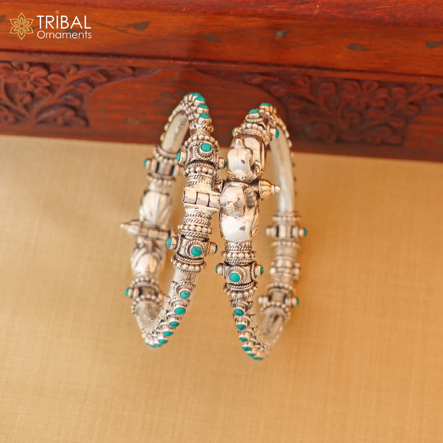 925 Sterling silver vintage peacock design cubic zircon stone tribal ethnic belly dance bangle bracelet kada nsk963