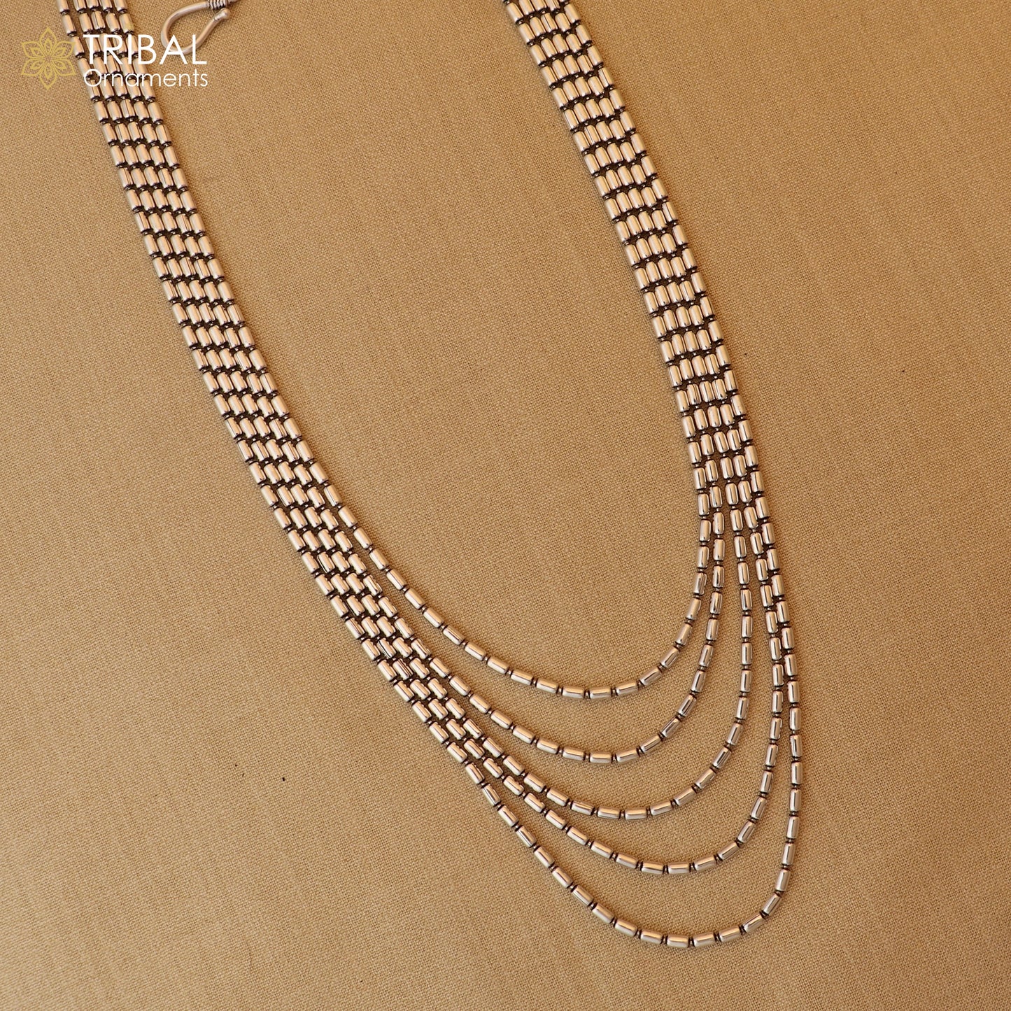 925 sterling silver 5 line beaded chain necklace set, tribal jewelry set796