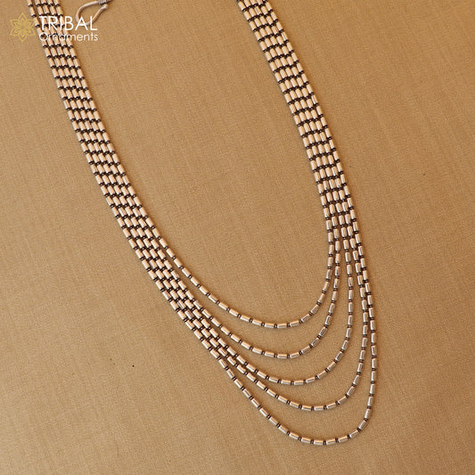925 sterling silver 5 line beaded chain necklace set, tribal jewelry set796