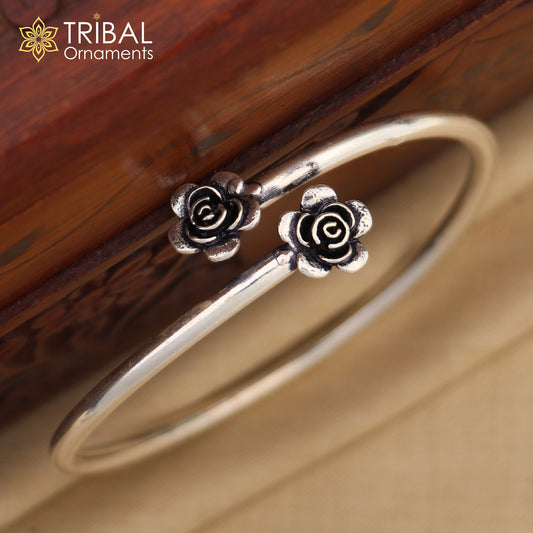 925 sterling silver flower design stylish kada bangle bracelet tribal jewelry nsk885