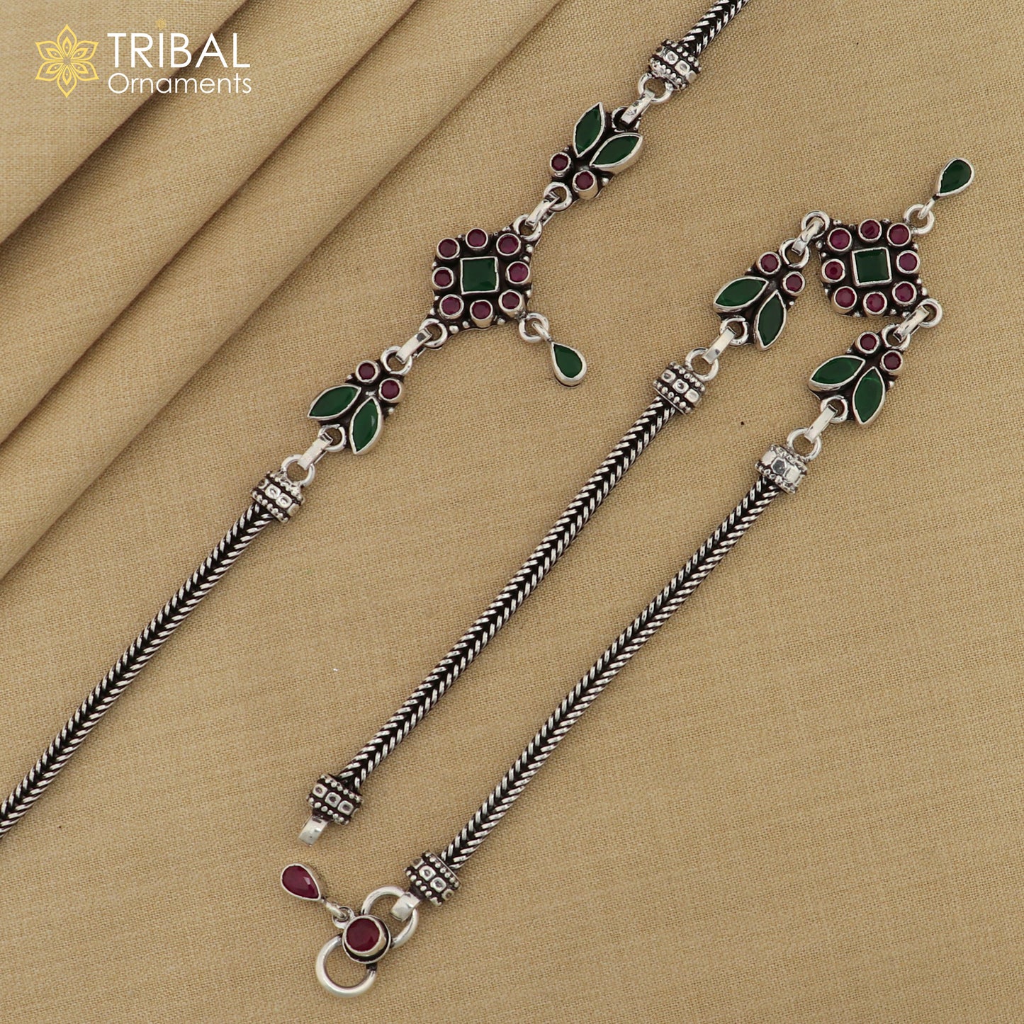 10.5" 925 sterling silver stylish multi color stone anklets foot bracelet ,ankle bracelet jewelry ank711