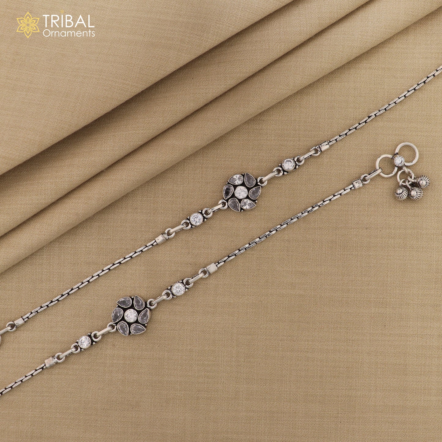 11" 925 sterling silver stylish white stone anklets foot bracelet ,ankle bracelet jewelry ank704