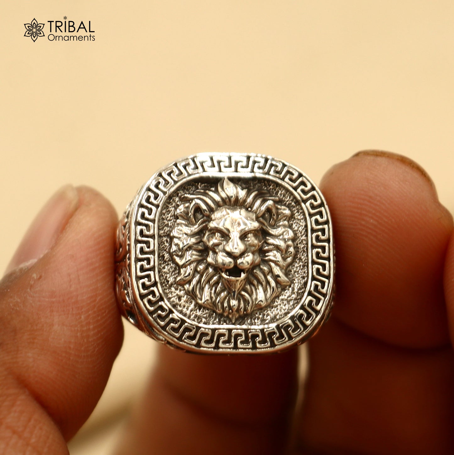 925 sterling silver ethnic lion design ring Jewelry sr812