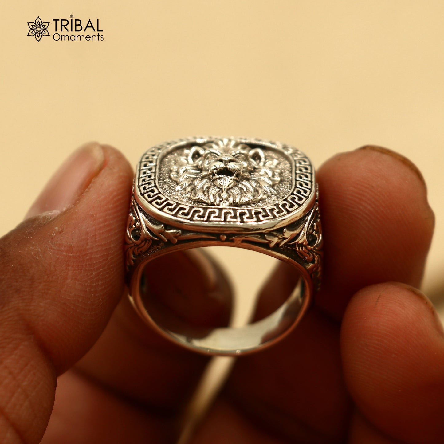 925 sterling silver ethnic lion design ring Jewelry sr812