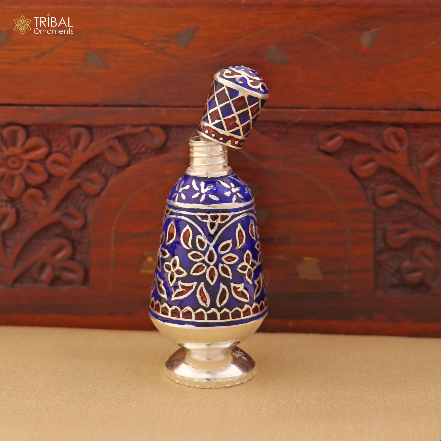 925 Sterling silver fabulous meenakari trinket box, container box, casket box, sindoor box, enamel work customized  box stb893