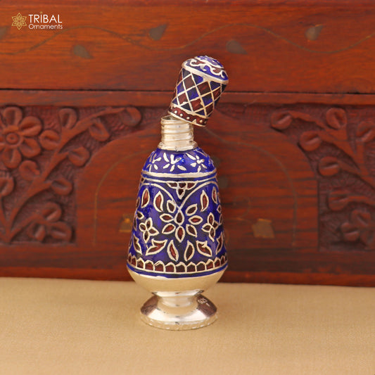 925 Sterling silver fabulous meenakari trinket box, container box, casket box, sindoor box, enamel work customized  box stb893