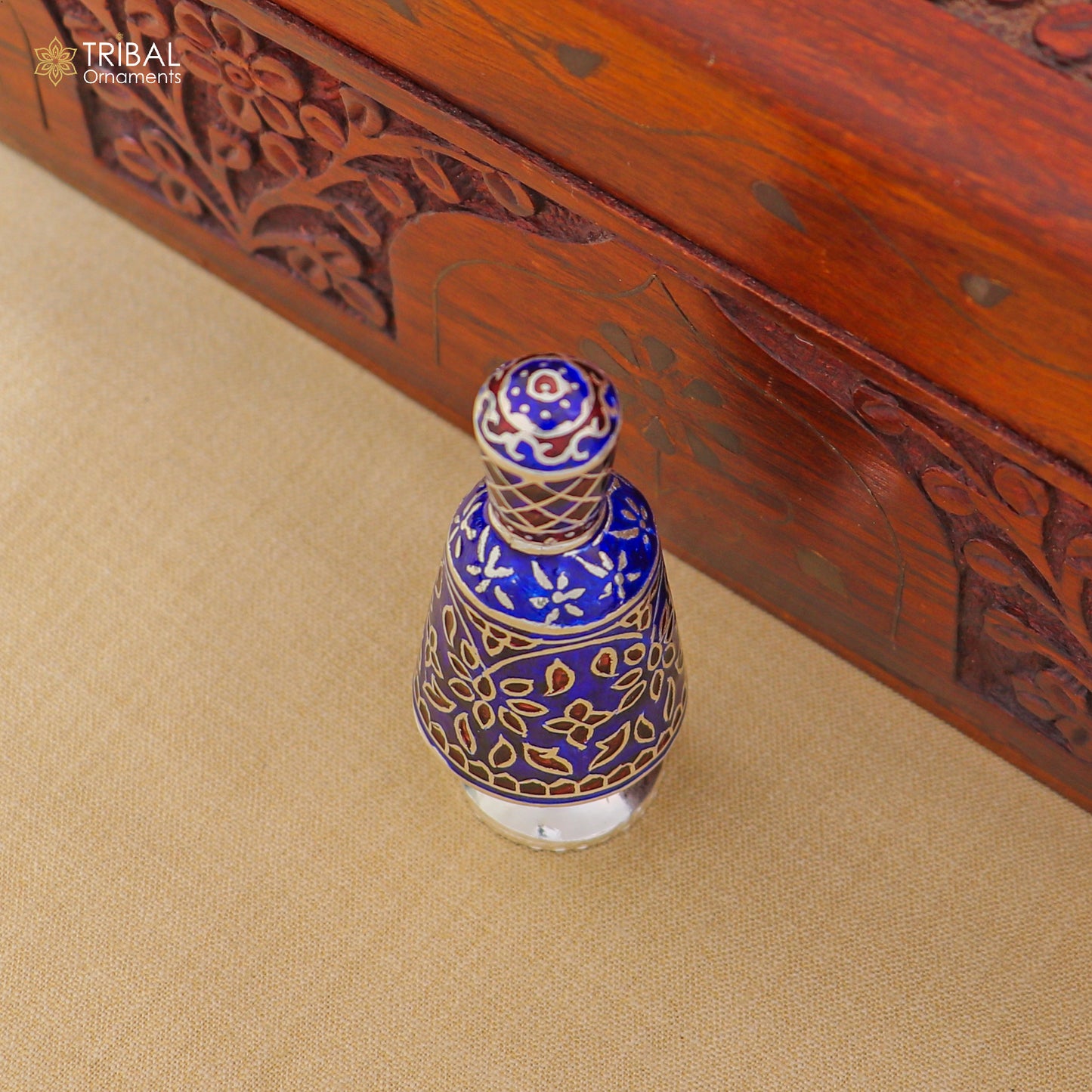 925 Sterling silver fabulous meenakari trinket box, container box, casket box, sindoor box, enamel work customized  box stb893