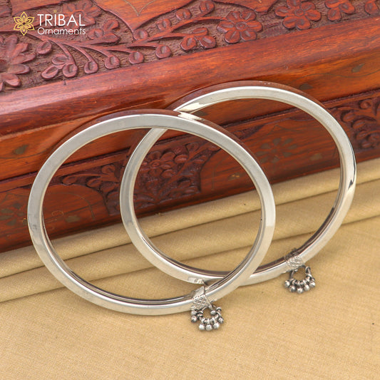 6mm 925 sterling silver handmade vintage ethnic design customized foot ankle kada bracelet with hanging drops best belly dance jewelry nsfk76