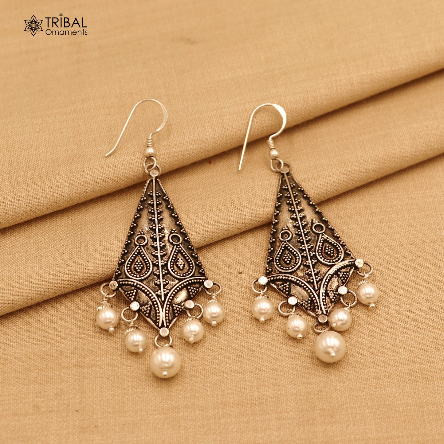 925 sterling silver ethnic vintage style traditional drop dangle earring ear745