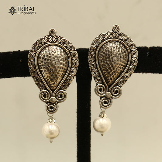 925 sterling silver ethnic vintage style traditional earring with drop dangle beads earring ear746
