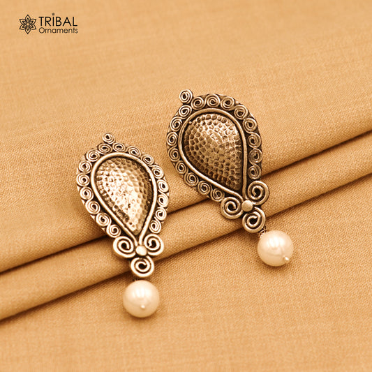 925 sterling silver ethnic vintage style traditional earring with drop dangle beads earring ear746