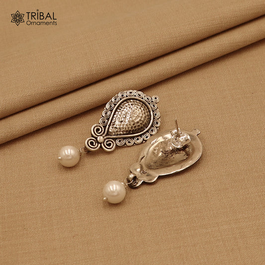 925 sterling silver ethnic vintage style traditional earring with drop dangle beads earring ear746