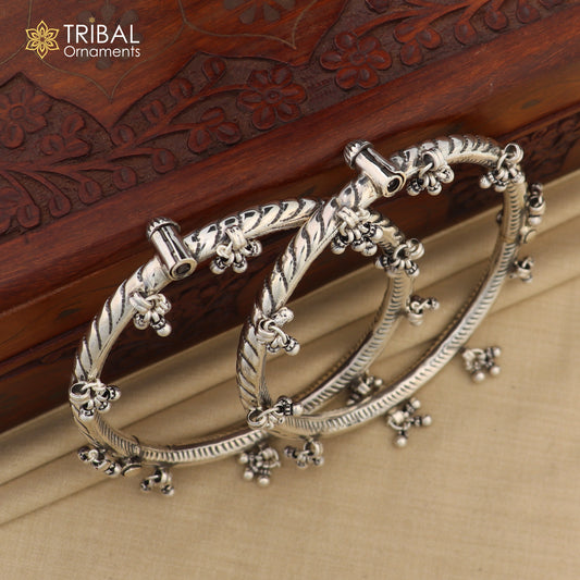 925 sterling silver stylish design ankle kada, hanging bells gorgeous foot kada nsfk123