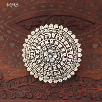 925 sterling silver round  flower design ring tribal ethnic Jewelry sr831