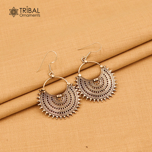 925 sterling silver ethnic half moon style traditional drop dangle earring ear748