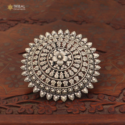 925 sterling silver round  flower design ring tribal ethnic Jewelry sr832