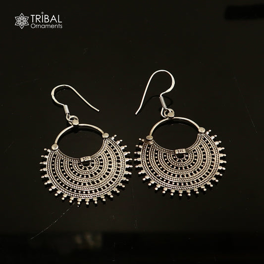 925 sterling silver ethnic half moon style traditional drop dangle earring ear748