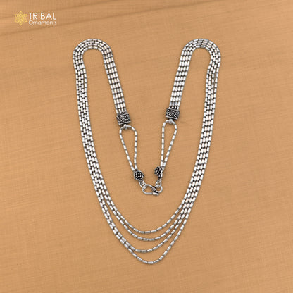 925 sterling silver 4 line beaded chain necklace set tribal jewelry set853