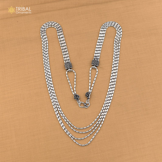 925 sterling silver 4 line beaded chain necklace set tribal jewelry set853