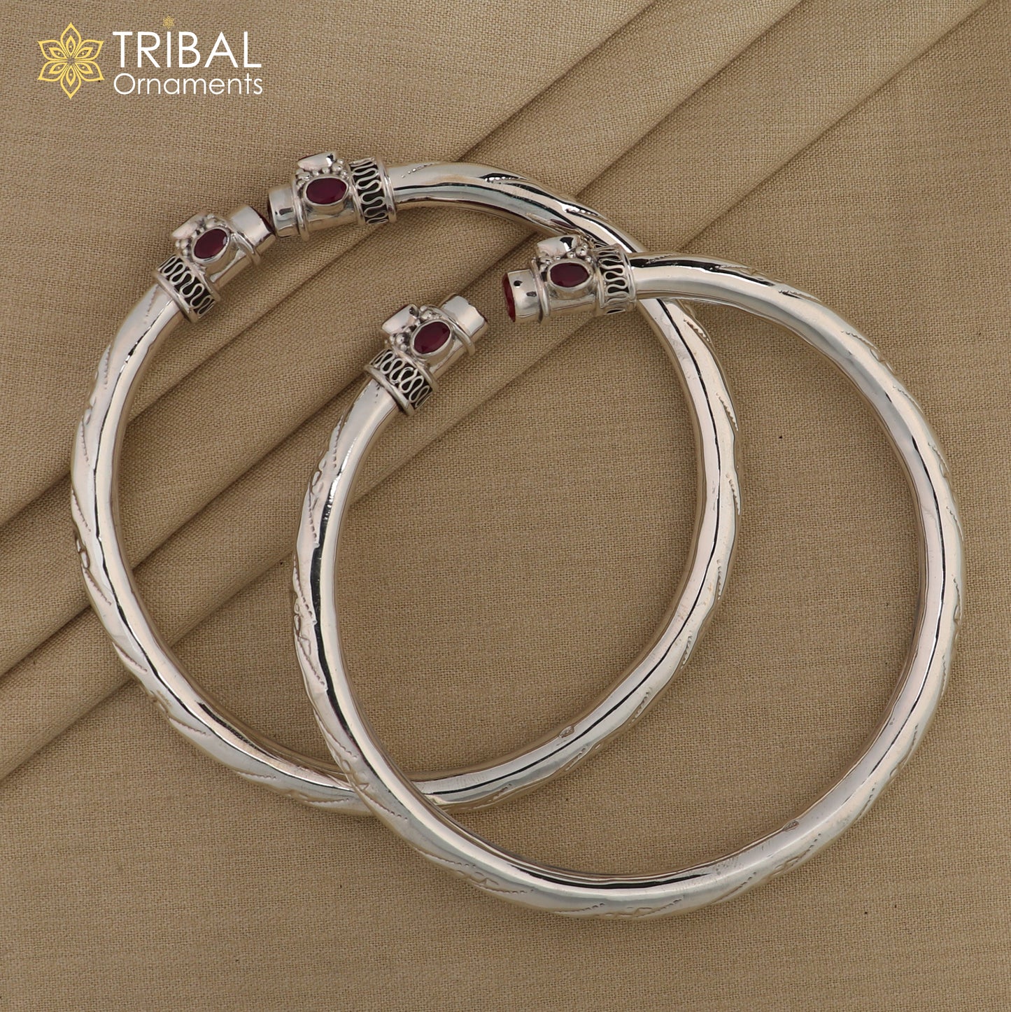 925 sterling silver stylish design ankle kada bracelet with red stone foot kada nsfk121