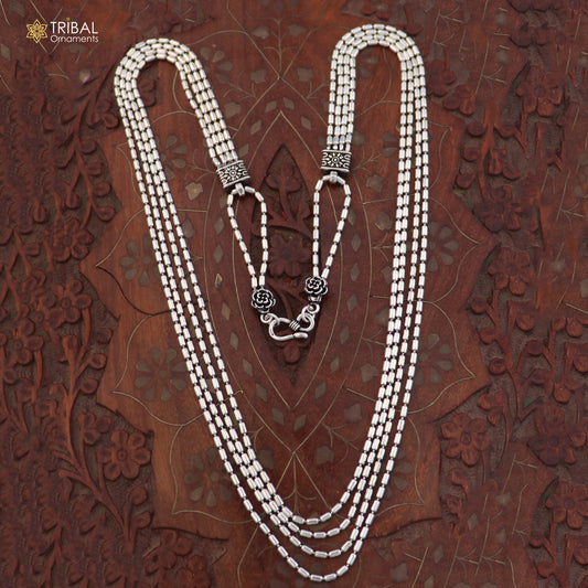 925 sterling silver 4 line beaded chain necklace set tribal jewelry set853