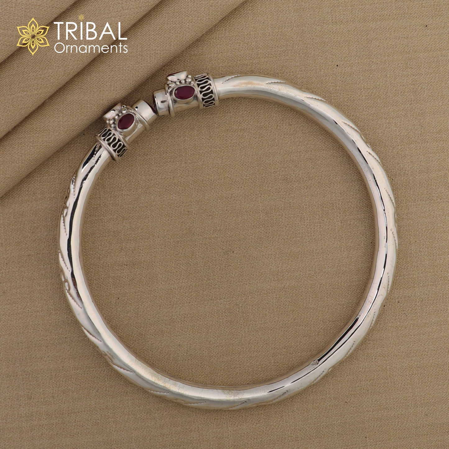 925 sterling silver stylish design ankle kada bracelet with red stone foot kada nsfk121
