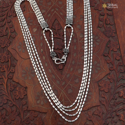 925 sterling silver 4 line beaded chain necklace set tribal jewelry set853