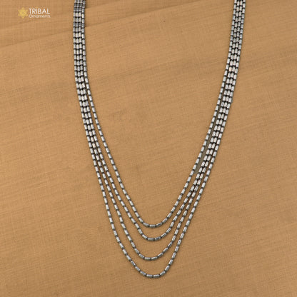 925 sterling silver 4 line beaded chain necklace set tribal jewelry set853