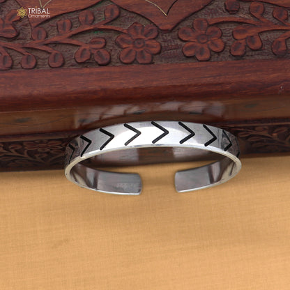 Arrow forge style bangle cuff kada 925 pure silver men's jewelry cuff249