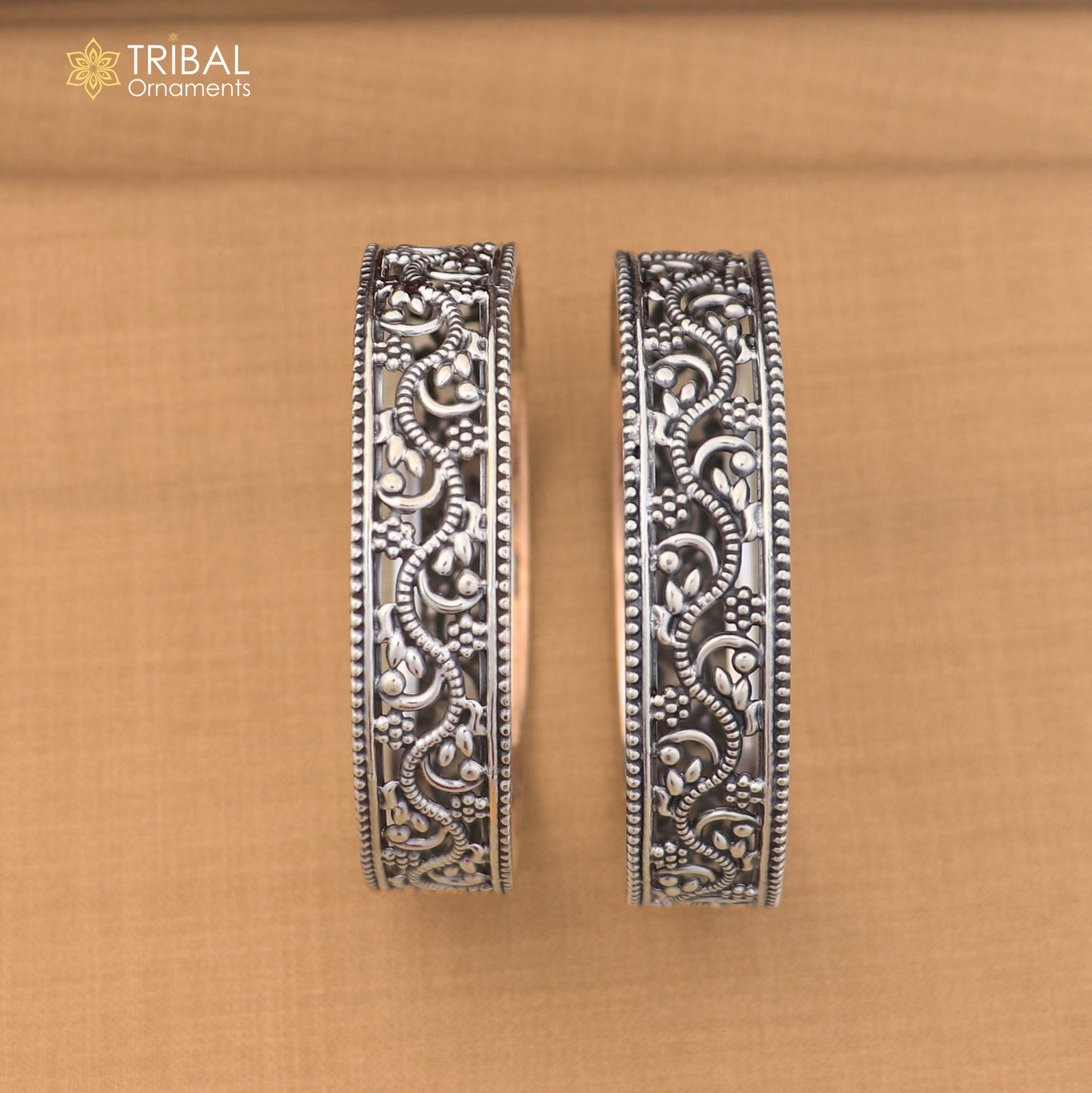 925 sterling silver floral design bangle kada ethnic jewelry ba457