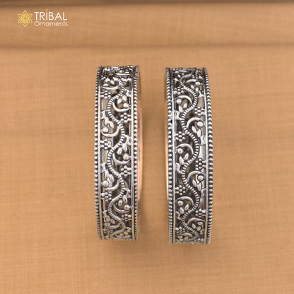 925 sterling silver floral design bangle kada ethnic jewelry ba457