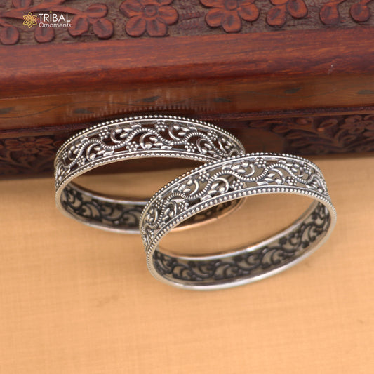 925 sterling silver floral design bangle kada ethnic jewelry ba457