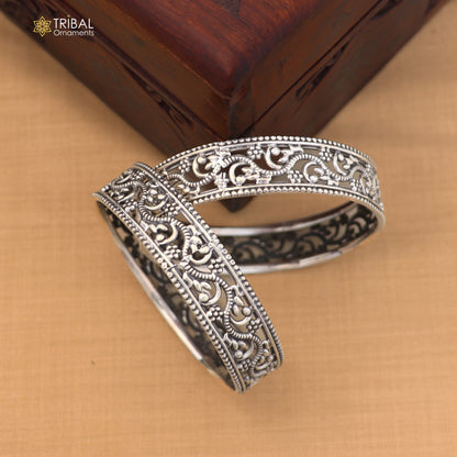 925 sterling silver floral design bangle kada ethnic jewelry ba457