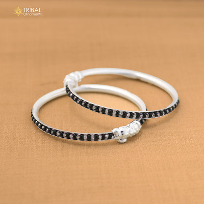 925 Sterling silver black stone design baby bangle kada ,kids jewelry bbk230