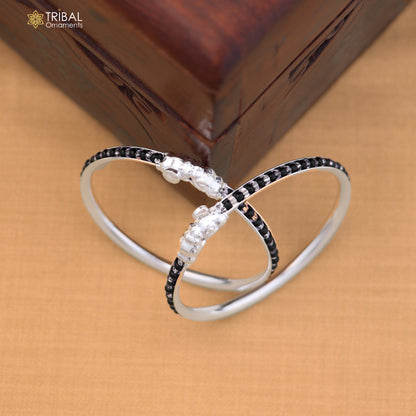 925 Sterling silver black stone design baby bangle kada ,kids jewelry bbk230