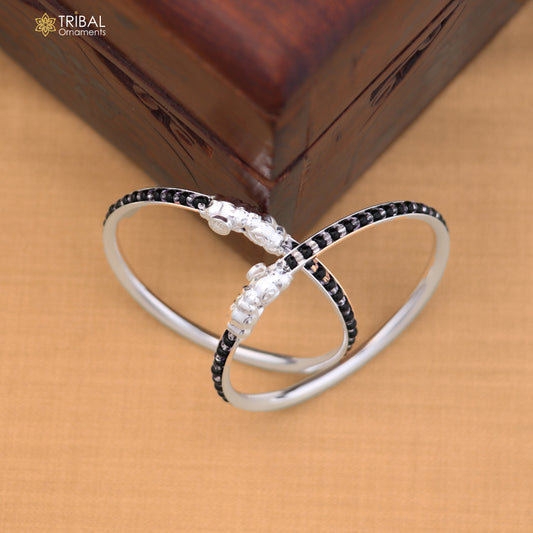 925 Sterling silver black stone design baby bangle kada ,kids jewelry bbk230