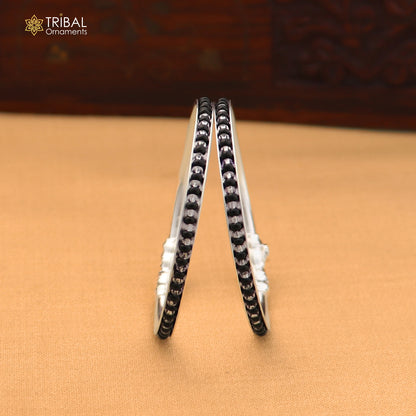 925 Sterling silver black stone design baby bangle kada ,kids jewelry bbk230