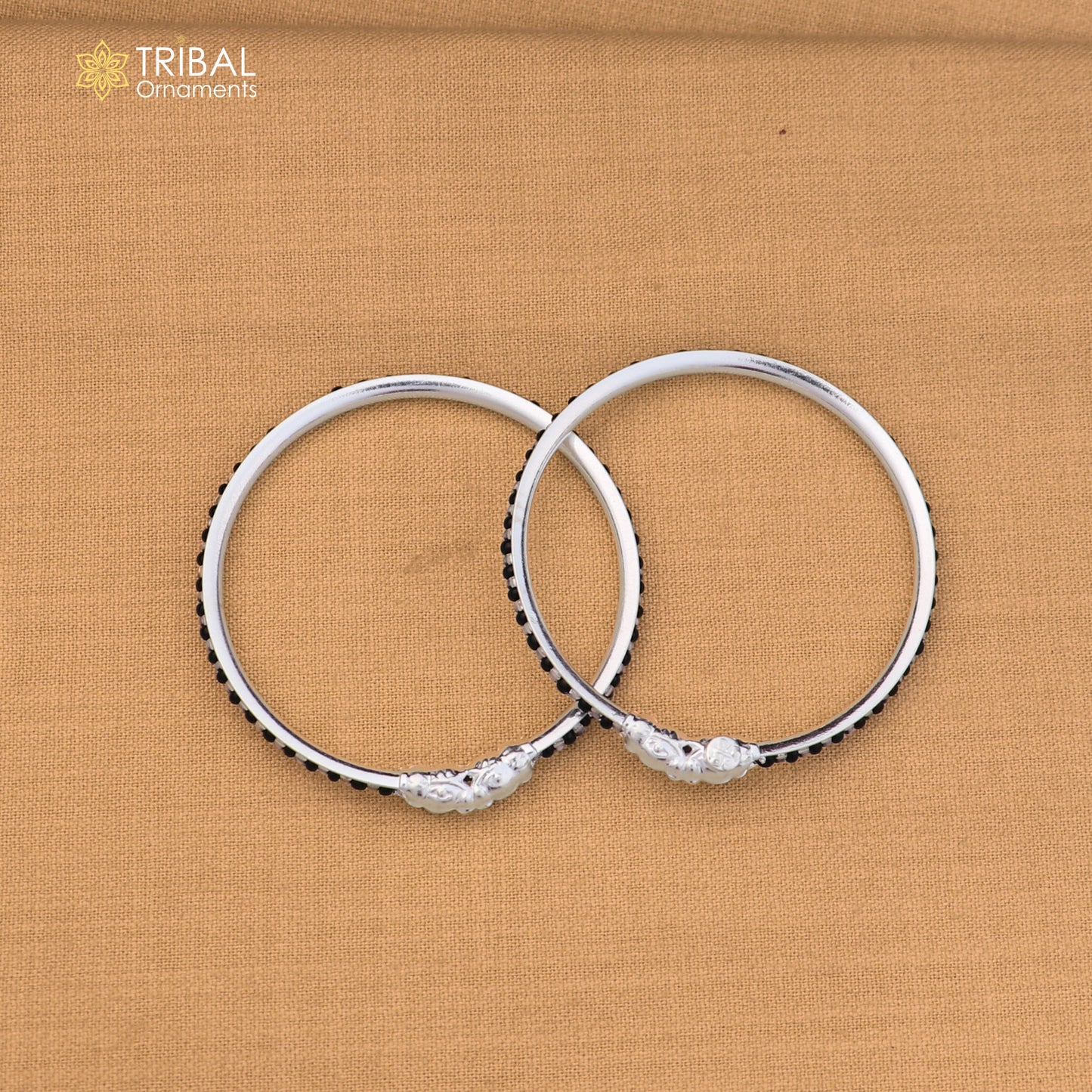 925 Sterling silver black stone design baby bangle kada ,kids jewelry bbk230