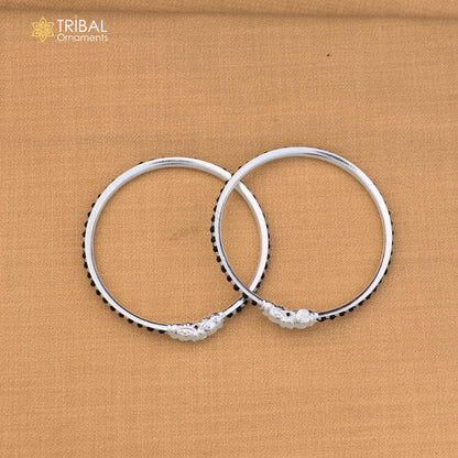 925 Sterling silver black stone design baby bangle kada ,kids jewelry bbk230