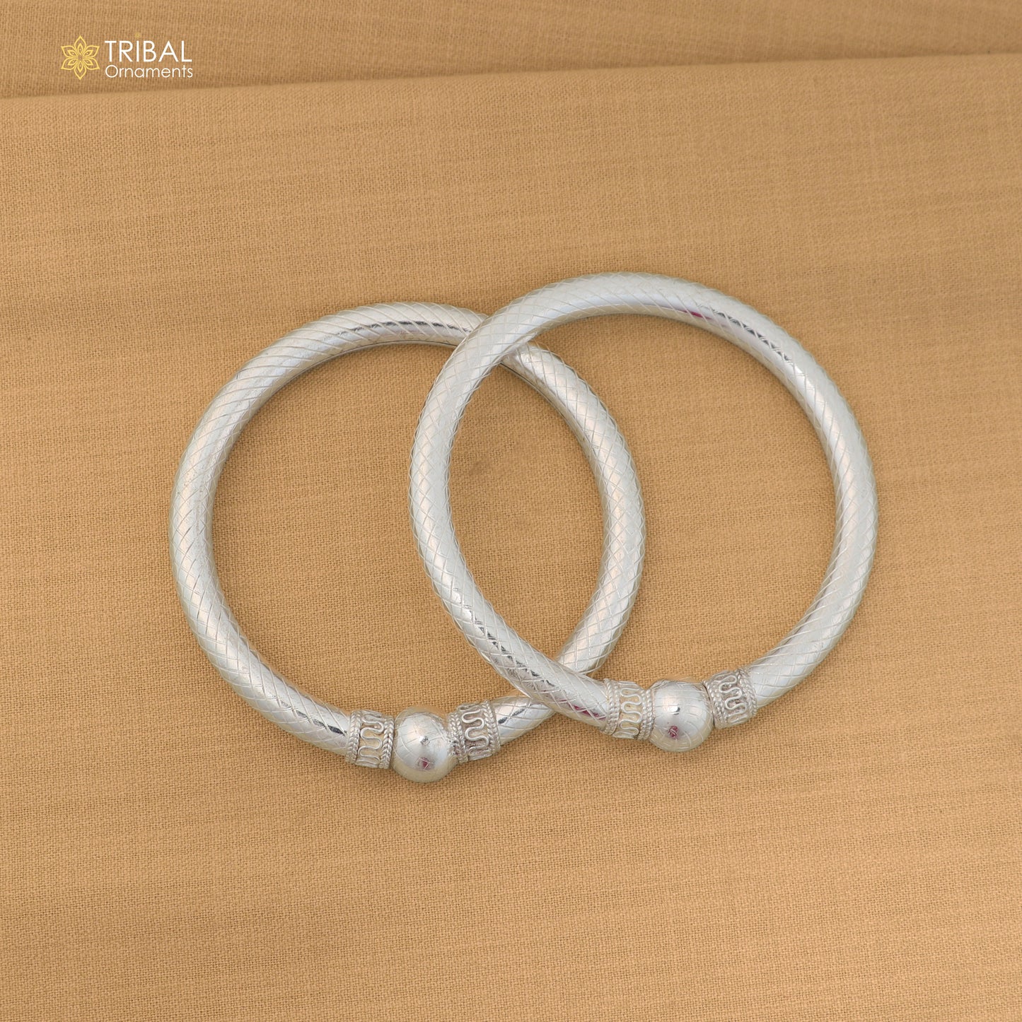 925 Sterling silver customized stylish ball design bangle kada tribal jewelry ba458