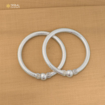 925 Sterling silver customized stylish ball design bangle kada tribal jewelry ba458