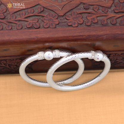 925 Sterling silver customized stylish ball design bangle kada tribal jewelry ba458