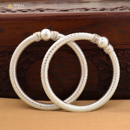 925 Sterling silver customized stylish ball design bangle kada tribal jewelry ba458